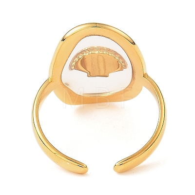 Oval with Shell Shape Resin Finger Rings STAS-Z101-07G-01-1