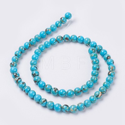 Sea Shell and Synthetic Turquoise Assembled Beads Strands X-G-G758-04-6mm-1