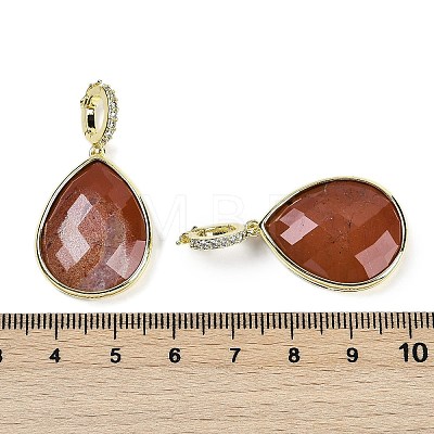 Natural Red Jasper Faceted Teardrop Pendants G-B126-04G-03-1