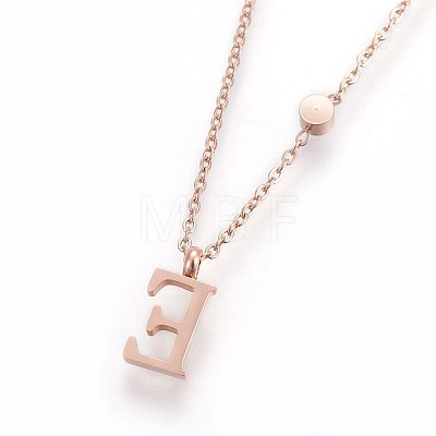 (Jewelry Parties Factory Sale)304 Stainless Steel Initial Pendant Necklaces NJEW-G321-04RG-E-1