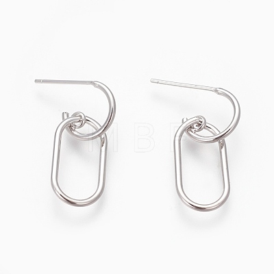 Brass Dangle Stud Earrings EJEW-F194-01P-NF-1