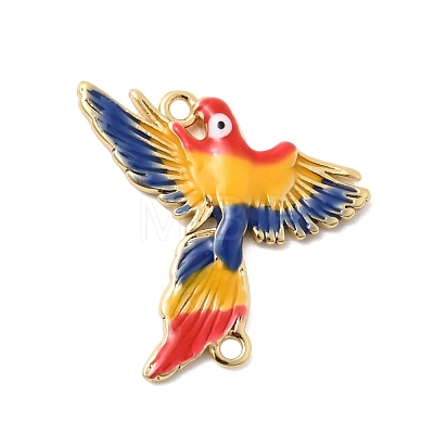 Brass Enamel Bird Connector Charms KK-H529-04G-1