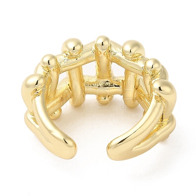 Brass Hollow Open Cuff Rings RJEW-K089-03G-1