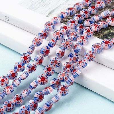 Handmade Millefiori Glass Beads Strands X-LK-R004-03N-1