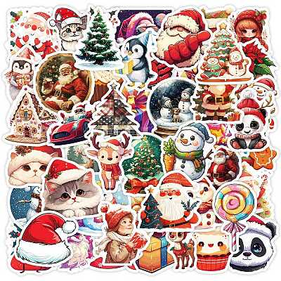 50Pcs Christmas Animal Paper Stickers PW-WG4EDBF-01-1