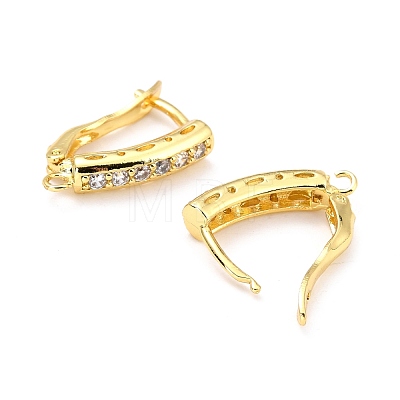 Brass Micro Pave Clear Cubic Zirconia Hoop Earring Findings with Latch Back Closure ZIRC-D120-03G-1