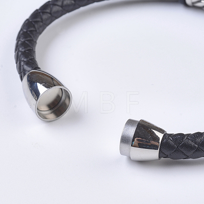 Men's Braided Leather Cord Bracelets BJEW-P194-11-1