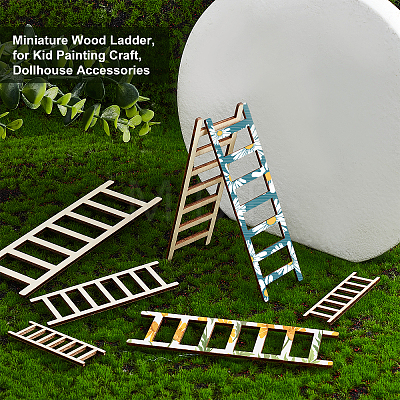 60Pcs 4 Style Miniature Unfinished Wood Ladder FIND-FH0004-96-1