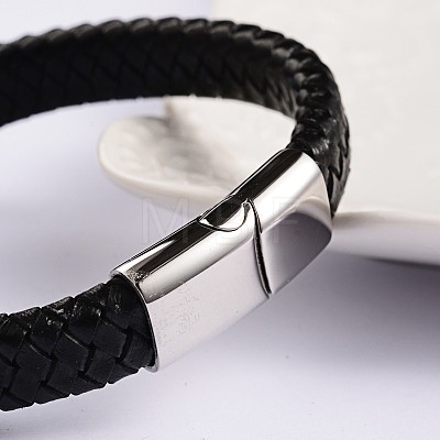 Trendy Leather Braided Cord Bracelets BJEW-P128-06C-1