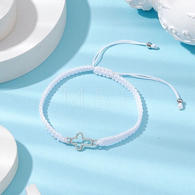 Cross Alloy Connector Charms Braided Bracelets BJEW-JB11067-02-1