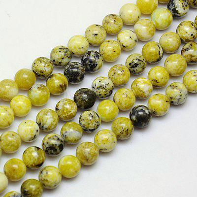 Natural Yellow Turquoise(Jasper) Beads Strands GSR6mmC007-1