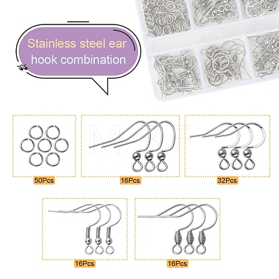 80Pcs 5 Style 304 Stainless Steel Earring Hooks STAS-YW0001-24-1