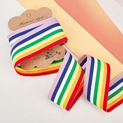 Fingerinspire Stripe Double Face Rainbow Ribbon OCOR-FG0001-06-1