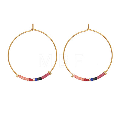 Bohemian Handmade Glass Seed Beads Hoop Earrings AM1646-7-1