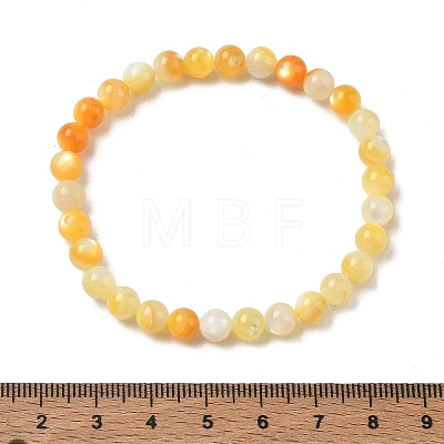 6MM Natural Yellow Shell Round Beaded Stretch Bracelets SH-CBACA76-18B-1