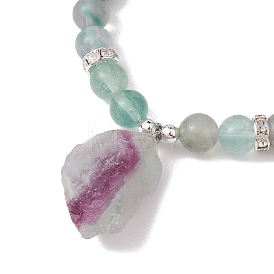 Raw Rough Natural Fluorite Charm Bracelets BJEW-JB10298-01-1