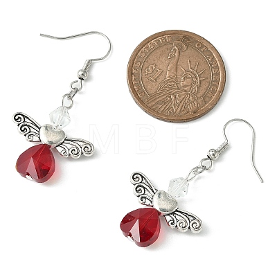 Alloy Fairy Wing with Glass Heart Dangle Earrings EJEW-TA00261-1