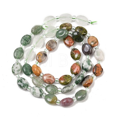 Natural Quartz Crystal & Crazy Agate & Green Spot Jasper & Unakite & Green Strawberry Quartz & Indian Agate Beads Strands G-Z135-A14-1