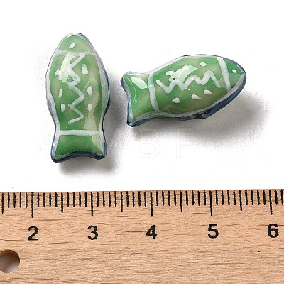 Handmade Printed Porcelain Beads PORC-E015-17F-1