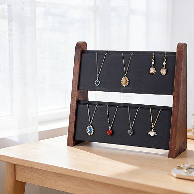Double-Layer Wooden Jewelry Display Stand ODIS-WH0099-284B-1