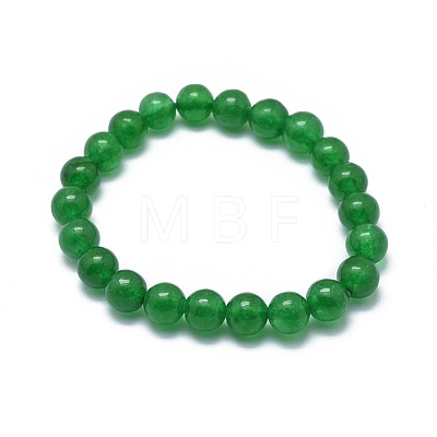 Natural Malaysia Jade Bead Stretch Bracelets X-BJEW-K212-A-013-1