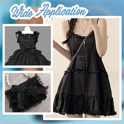Polyester Elastic Pleated Lace Ribbon OCOR-WH0036-70A-1