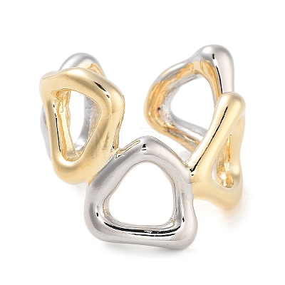 Brass Triangle Open Cuff Ring for Women RJEW-C102-14GP-1