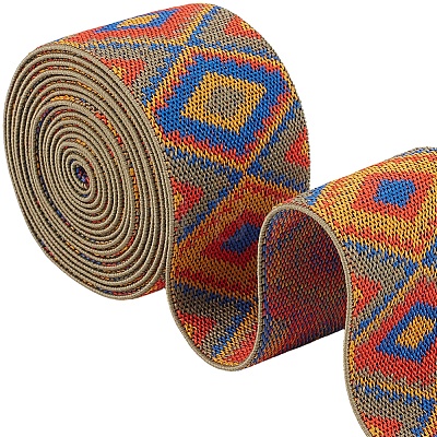 2.5Yards Rhombus Vintage Jacquard Polyester Ribbon OCOR-CY0004-48B-1