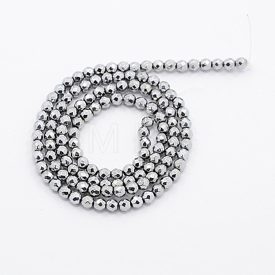 Grade A Electroplate Magnetic Synthetic Hematite Round Beads Strands G-N0014-3mm-18B-1