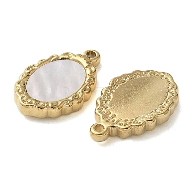 Oval 304 Stainless Steel Natural Shell Pendants STAS-U037-01G-02-1