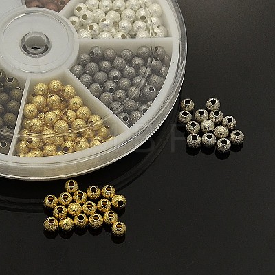 1Box Brass Textured Round Spacer Beads KK-X0055-NF-1