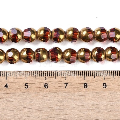 Electroplate Glass Beads Strands X-EGLA-Q128-04A-FP02-1