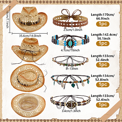 4Pcs 4 Styles Imitation Leather Hat Bands DIY-PH0035-93-1
