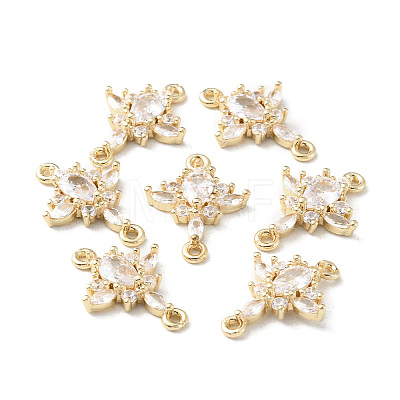 Brass Pave Clear Cubic Zirconia Connector Charms KK-G462-04KCG-1