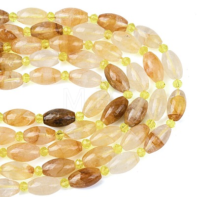 Natural Yellow Natural Yellow Hematoid Quartz/Golden Healer Quartz Beads Strands G-G453-C04-8x13mm-1