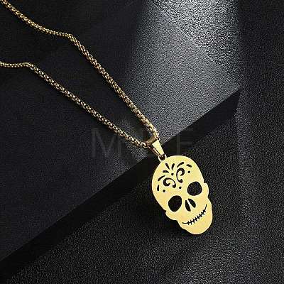 201 Stainless Steel Pendant Necklaces for Man NJEW-Q336-04A-G-1