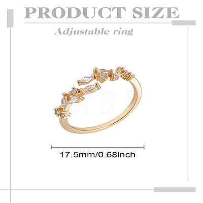 1Pc Brass Micro Pave Cubic Zirconia Cuff Rings for Women RJEW-LP0002-23D-1