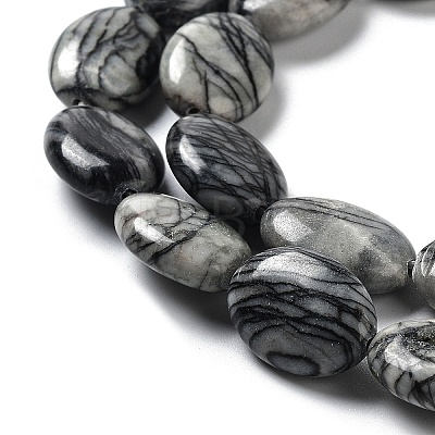 Natural Black Silk Stone/Netstone Beads Strands G-L164-A-24-1
