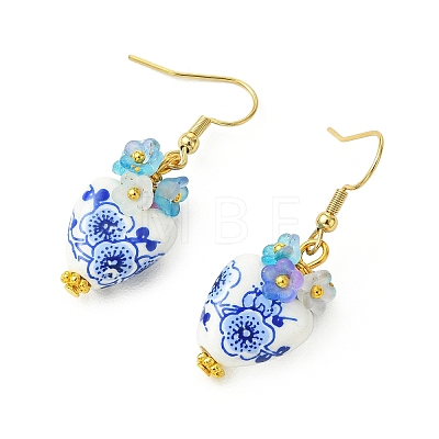 Handmade Porcelain & Acrylic Beads Dangle Earrings for Women EJEW-JE07329-02-1