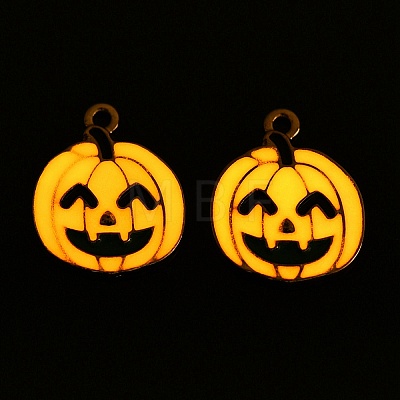 Halloween Theme Rack Plating Luminous Alloy Enamel Pendants ENAM-N056-229G-1