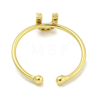 Rack Plating Brass Open Cuff Rings for Women RJEW-F162-02G-U-1