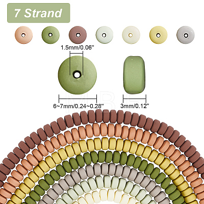 ARRICRAFT 7 Strands 7 Colors Handmade Polymer Clay Beads Strands CLAY-AR0001-34-1