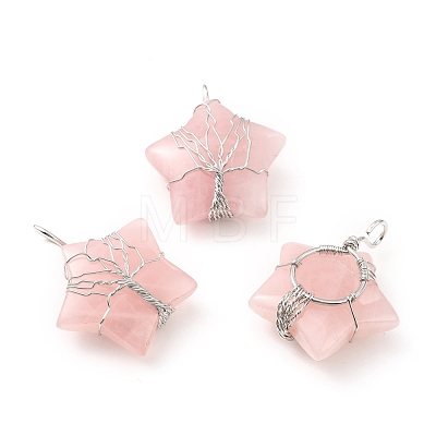 Natural Rose Quartz Pendants G-D458-04P-01-RS-1