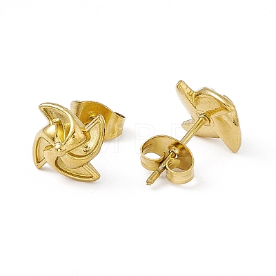 Vacuum Plating 304 Stainless Steel Tiny Windmill Stud Earrings for Women X-EJEW-P212-07G-1