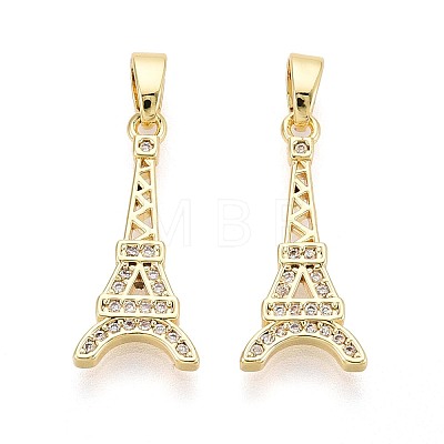 Brass Micro Pave Clear Cubic Zirconia Pendants KK-T080-74G-1