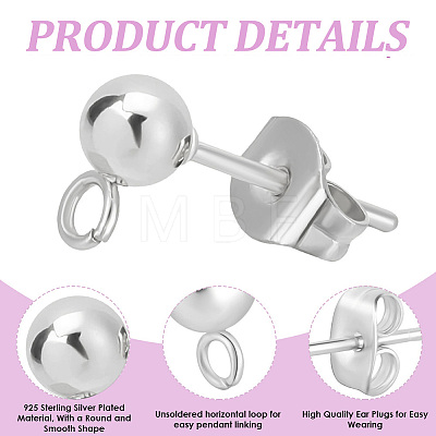 304 Stainless Steel Stud Earring Findings STAS-BBC0008-36B-1