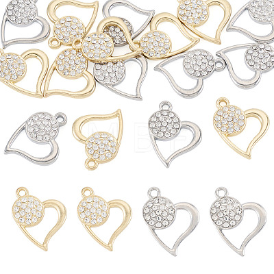 16Pcs 2 Colors Rack Plating Alloy Micro Pave Rhinestone Pendants FIND-TA0010-16-1