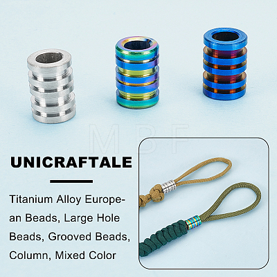 Unicraftale 3Pcs 3 Style Titanium Alloy European Beads FIND-UN0002-91-1