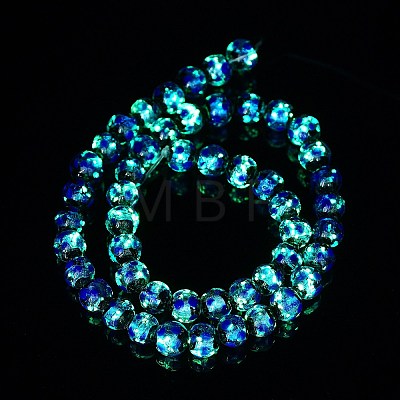 Glow in the Dark Luminous Style Handmade Silver Foil Glass Round Beads FOIL-I006-12mm-02-1
