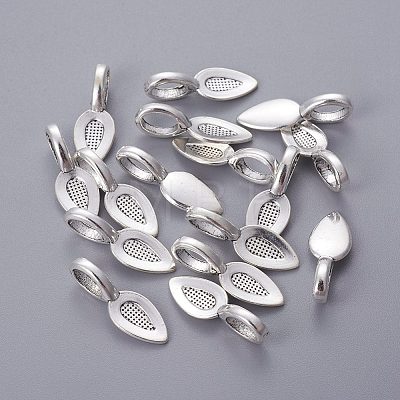 Tibetan Style Alloy Glun-on Flat Pad Bails for Pendants Making LS-TIBEP-3348-AS-RS-1